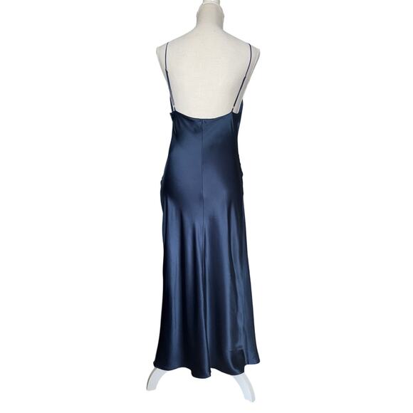 Amanda Uprichard Silk Ruched Georgina Dress Sleeveless In Ink Size Large - Picture 3 of 9